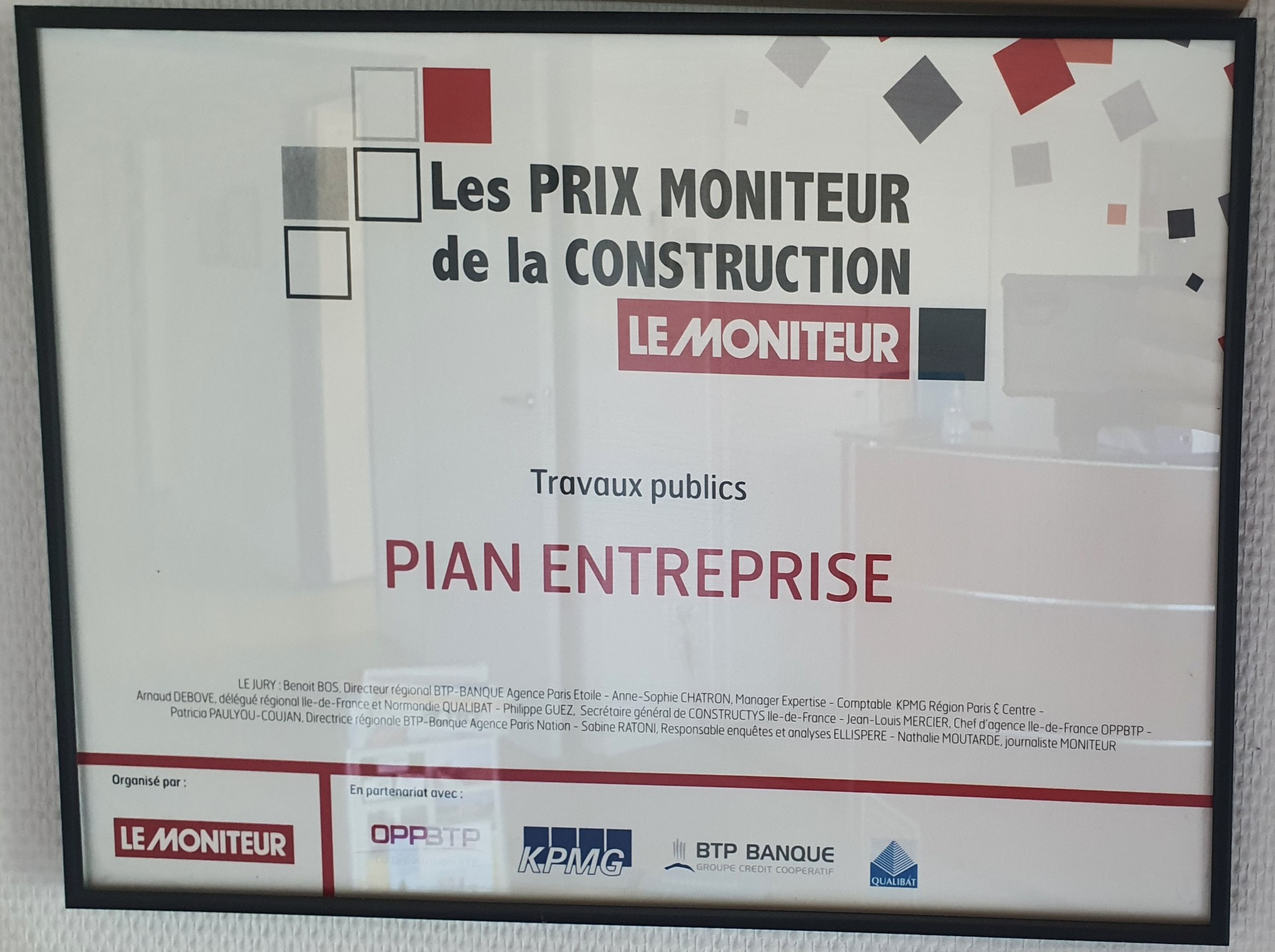 Prix MONITEUR de la construction attribué à PIAN ENTREPRISE