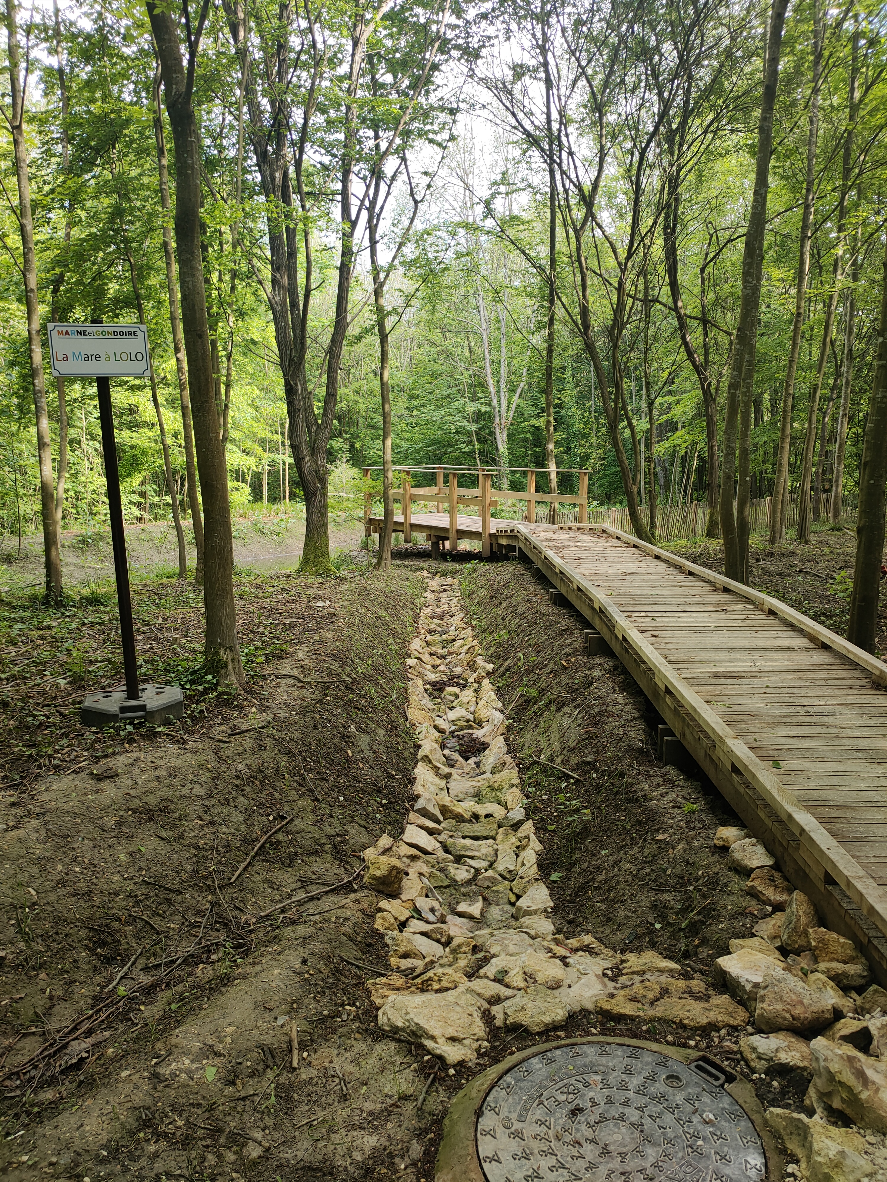 Am&eacute;nagement &eacute;cologique de la Mare &agrave; Lolo avec cheminement en bois